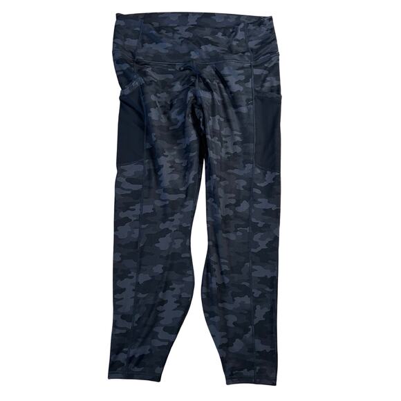 Fabletics PowerHold Leggings Size XL Black Camo Side Pockets Activewear - Picture 1 of 6